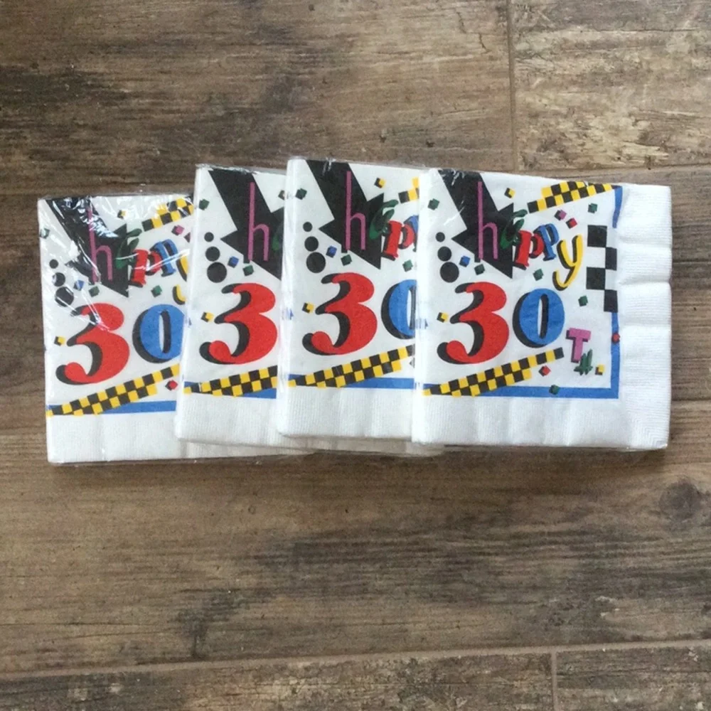 4 packs 30th Birthday Napkins VTG Unopened